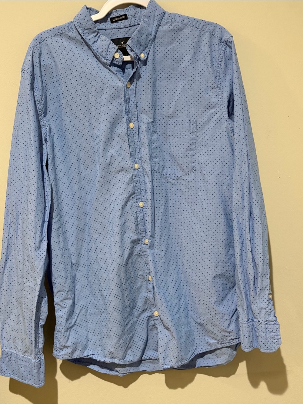 American Eagle Outfitters Light Blue Dot Button-Down Shirt - Men